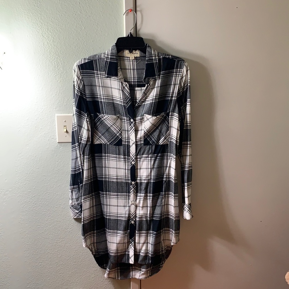 Cloth & Stone Plaid Long Sleeve Button Dress
